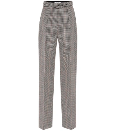 Shop Givenchy Belted Plaid Wool Pants In Grey