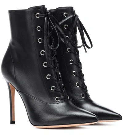 Shop Gianvito Rossi Neville Leather Ankle Boots In Black