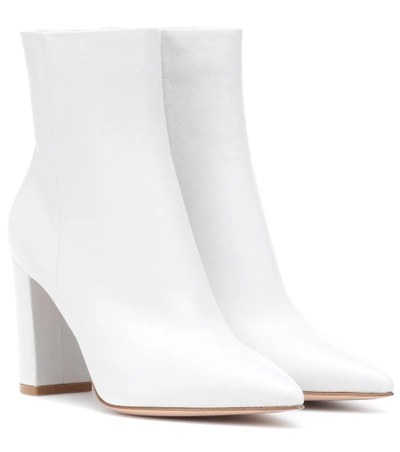 Shop Gianvito Rossi Piper 85 Leather Ankle Boots In White