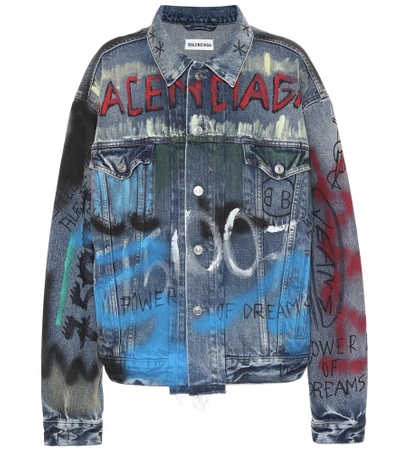 Shop Balenciaga Handwritten Logo Denim Jacket In Female