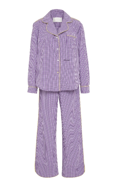 Shop Piu Lifestyle Custom The Daniella Long Cotton Pajama Set In Plaid