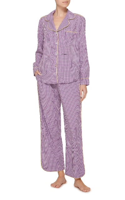 Shop Piu Lifestyle Custom The Daniella Long Cotton Pajama Set In Plaid
