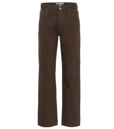 Shop Jacquemus Le Jean High-waisted Jeans In Brown