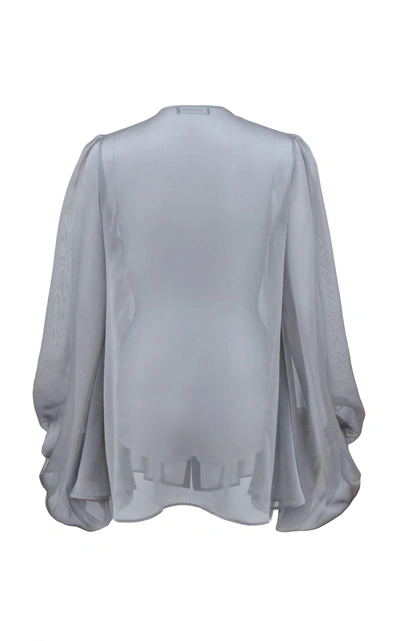 Shop Lana Mueller Haiba Frilled Chiffon Blouse In Grey