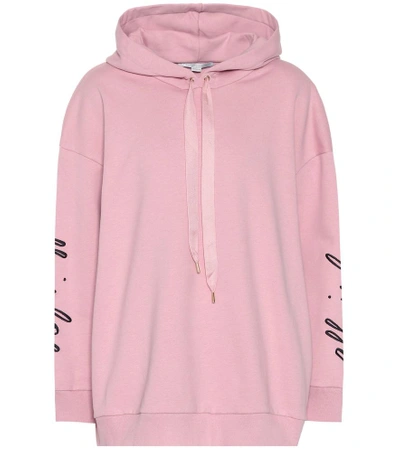 Shop Stella Mccartney Printed Cotton Hoodie In Pink