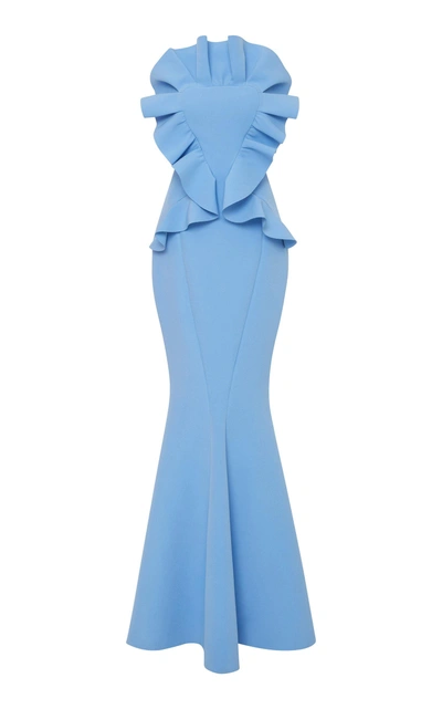 Shop Rachel Gilbert Huxley Ruffle Gown In Blue