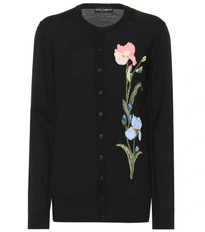 Shop Dolce & Gabbana Embellished Wool Cardigan In Black