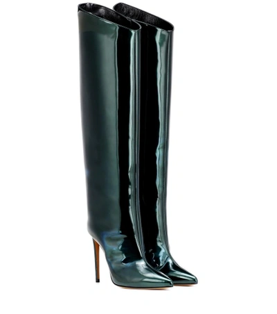 Shop Alexandre Vauthier Alex Patent Leather Boots In Green