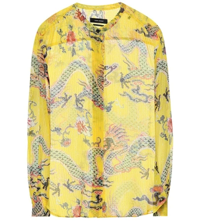 Shop Isabel Marant Daws Silk-blend Shirt In Yellow