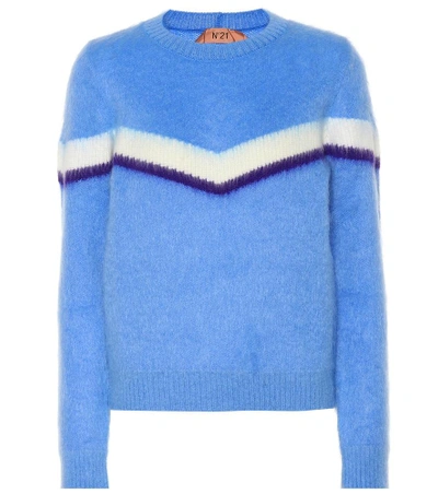 Shop N°21 Mohair And Wool-blend Sweater In Blue
