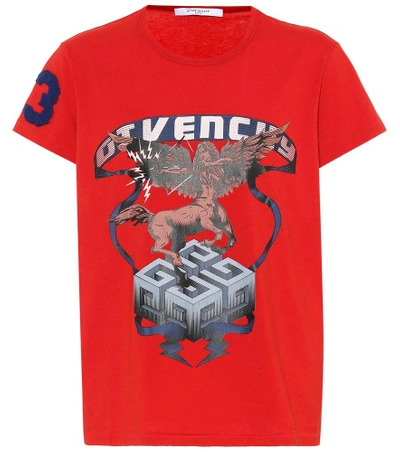 Shop Givenchy Printed Cotton T-shirt In Red