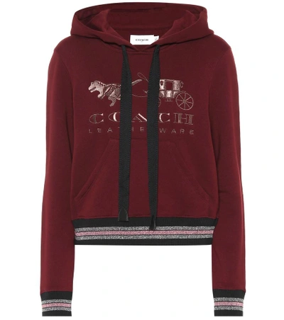 Shop Coach Rexy Embroidered Cotton Hoodie In Red