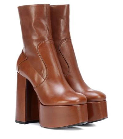 Shop Saint Laurent Billy 140 Leather Ankle Boots In Brown