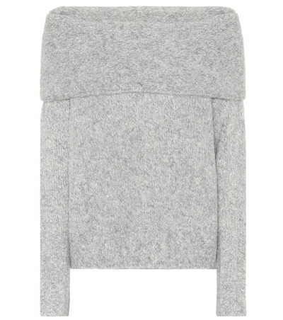 Shop Vince Alpaca Off-the-shoulder Sweater In Grey