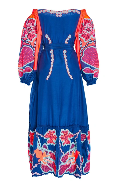 Shop Yuliya Magdych Web Lace Embroidered Silk Dress In Floral