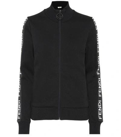 Shop Fendi Cotton-blend Jersey Jacket In Black