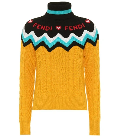 Shop Fendi Wool And Cashmere Sweater In Yellow
