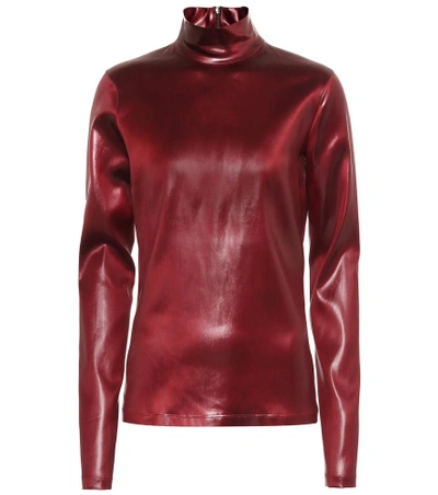 Shop Givenchy Faux Leather Top In Red
