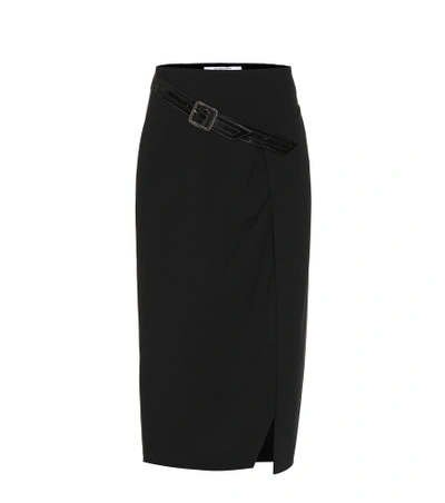 Shop Givenchy Belted Wool Skirt In Black