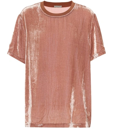Shop Bottega Veneta Velvet T-shirt In Pink