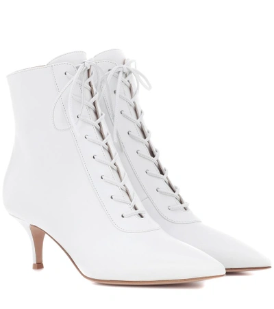 Shop Gianvito Rossi Gillian 55 Leather Ankle Boots In White