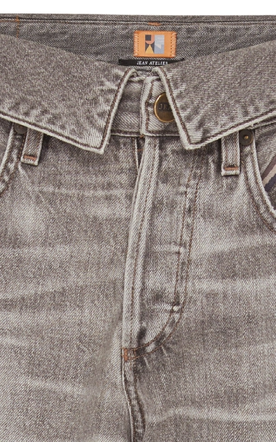 Shop Jean Atelier Flip Foldover High-rise Boyfriend Jeans In Grey