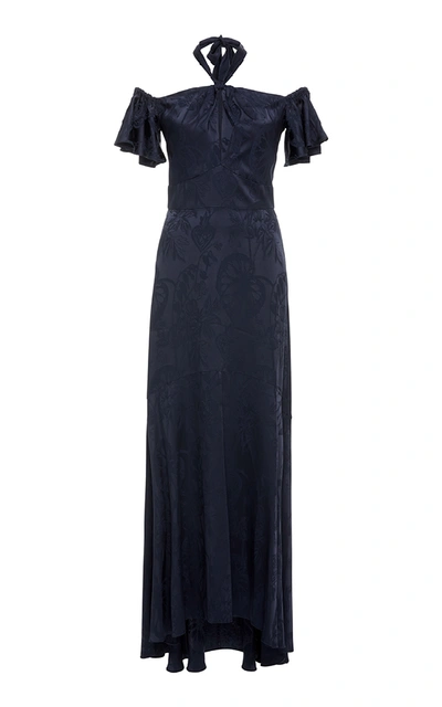 Shop Temperley London Orbit Off-the-shoulder Dress In Navy