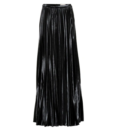 Shop Saint Laurent Velvet Silk-blend Maxi Skirt In Black