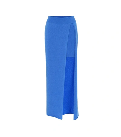 Shop Jacquemus La Jupe Peron Wool-blend Maxi Skirt In Blue