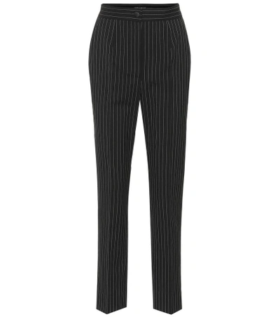 Shop Dolce & Gabbana Striped Stretch Wool Pants In Black