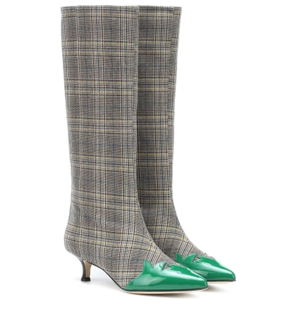 Shop Tibi Evin Plaid Boots In Grey