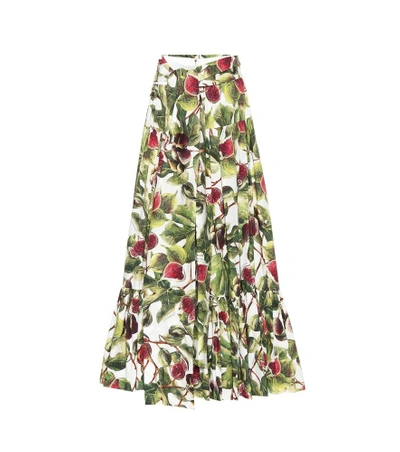 Shop Dolce & Gabbana Printed Cotton Maxi Skirt In Green