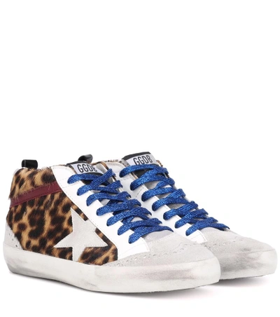 Shop Golden Goose Mid Star Leopard Calf Hair Sneakers In Multicoloured