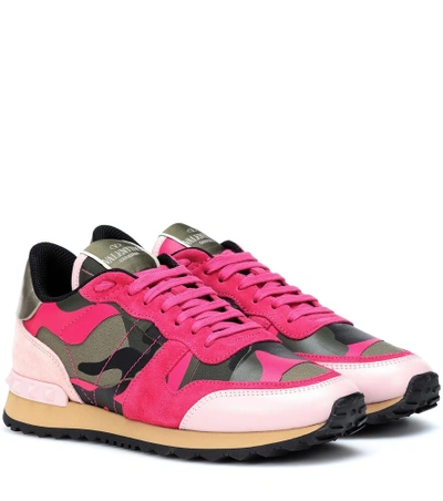 Shop Valentino Rockrunner Camouflage Sneakers In Pink