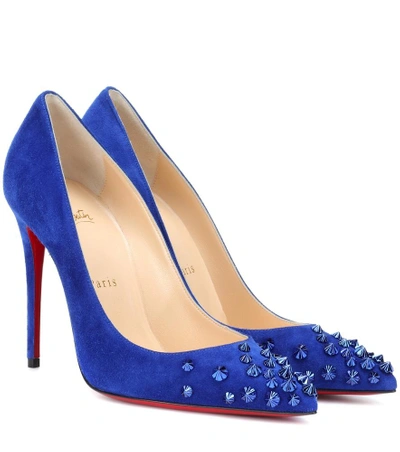 Shop Christian Louboutin Drama 100 Suede Pumps In Blue