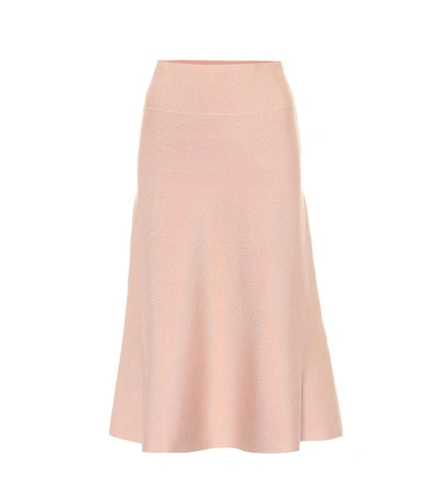 Shop Agnona Wool-blend Knit Midi Skirt In Pink