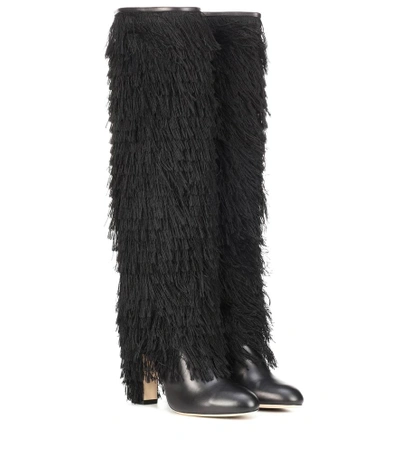 Shop Jimmy Choo Magalie 100 Fringe Boots In Black