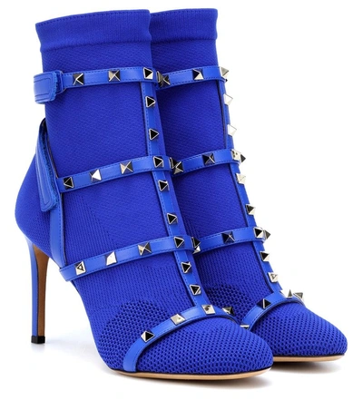 Shop Valentino Rockstud Ankle Boots In Blue