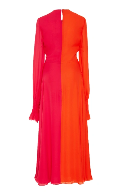 Shop Carolina Herrera V-neck Long Sleeve Dress In Pink