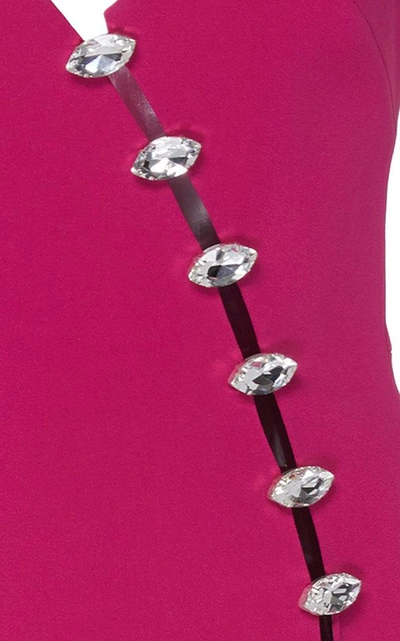 Shop David Koma Asymmetric Crystal Midi Dress In Pink