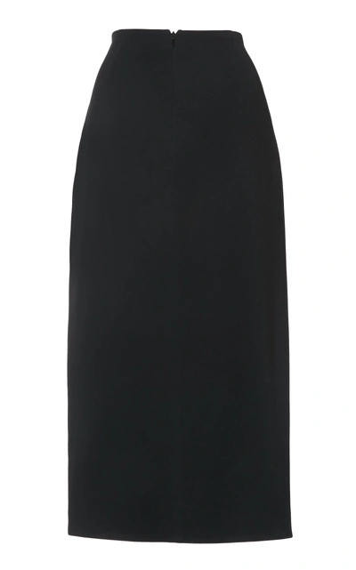 Shop David Koma Front Slit Leather Pencil Skirt In Black