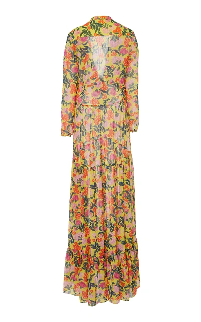 Shop Saloni Alexia Tie-front Floral-print Silk-chiffon Maxi Dress