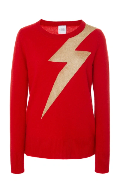 Shop Madeleine Thompson Greve Bolt Cashmere Sweater In Red