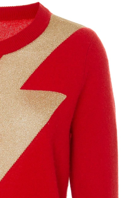 Shop Madeleine Thompson Greve Bolt Cashmere Sweater In Red