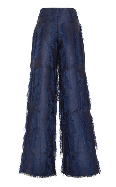 Shop Marina Moscone Pleated Fringe Trouser In Navy