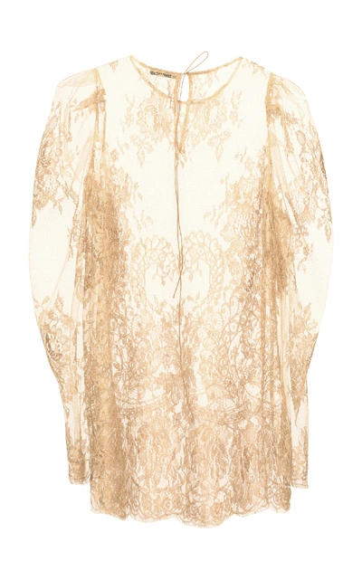 Shop Lake Studio M'o Exclusive Sheer Floral Lace Blouse In Neutral