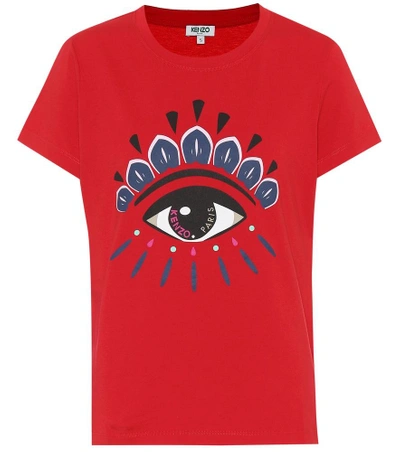 Shop Kenzo Eye Printed Cotton T-shirt In Red