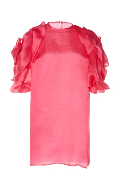 Shop Costarellos Silk Organza Sheath Dress In Pink