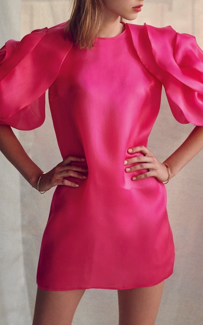 Shop Costarellos Silk Organza Sheath Dress In Pink