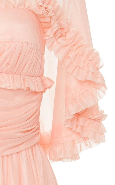 Shop Alexa Chung Ruffle Cape Georgette Mini Dress In Pink
